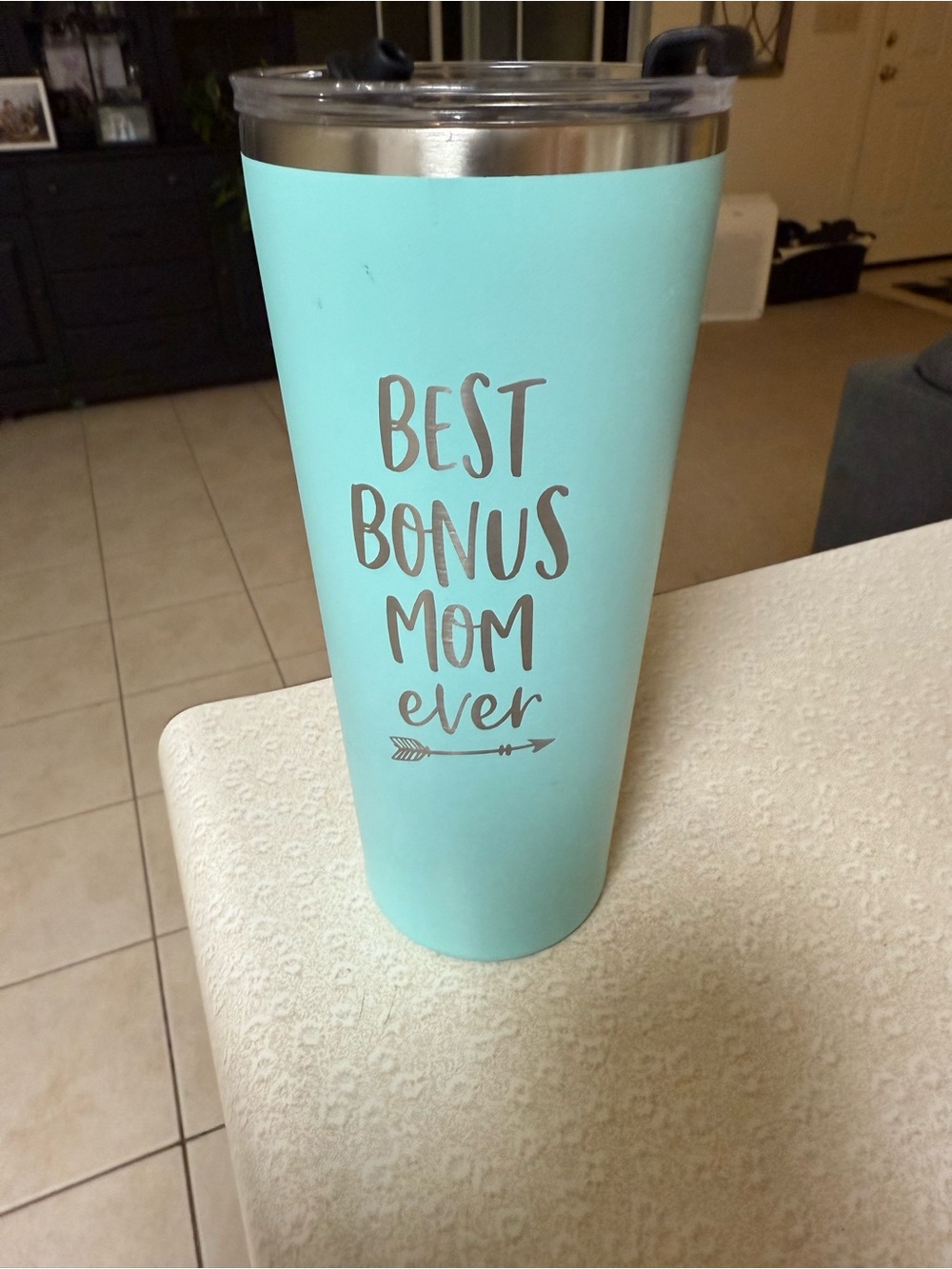 Aqua "Best Bonus Mom Ever" Stainless Tumbler